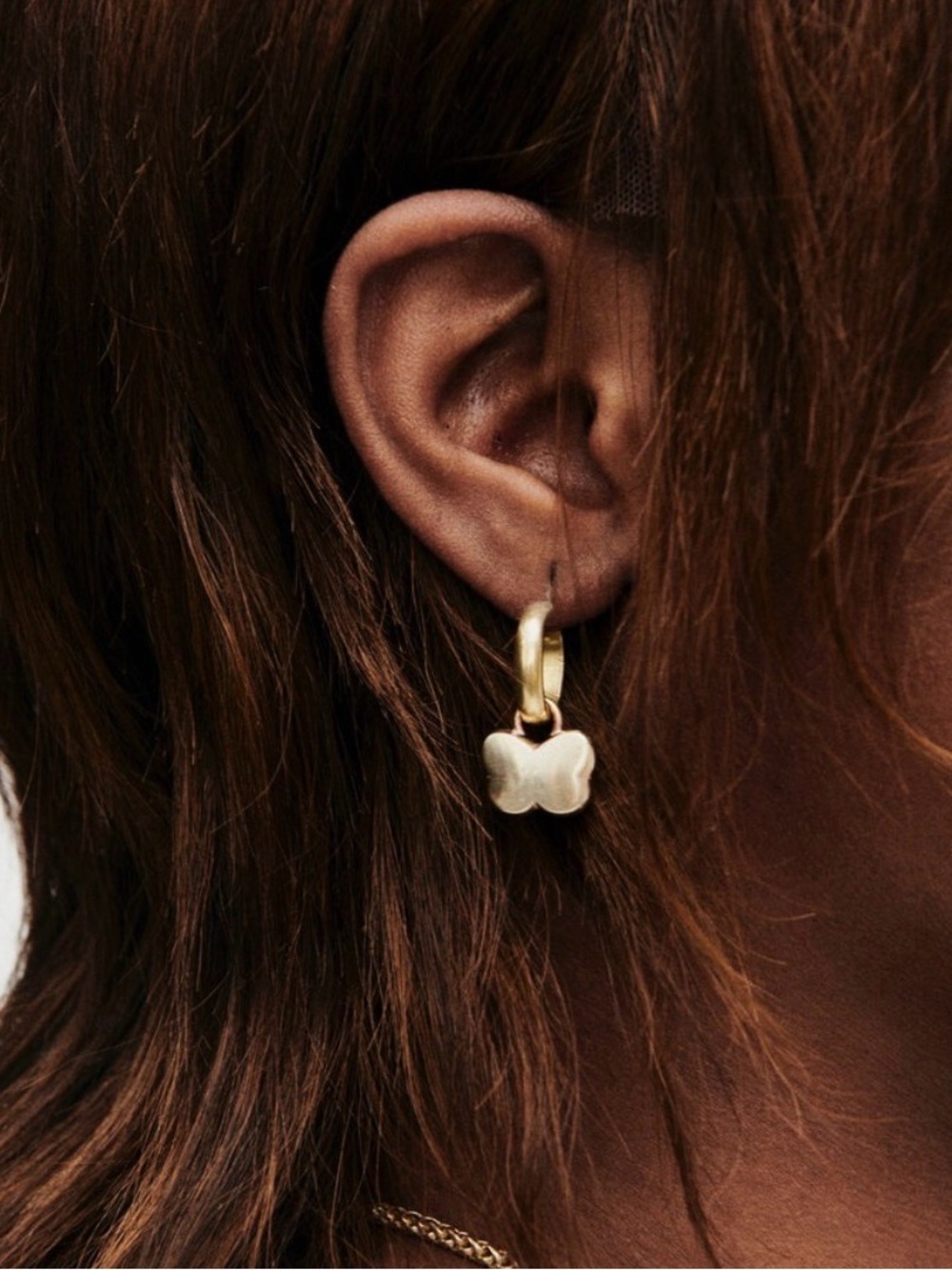 Gold Butterfly Charm Hoop Earrings - Women's Jewelry